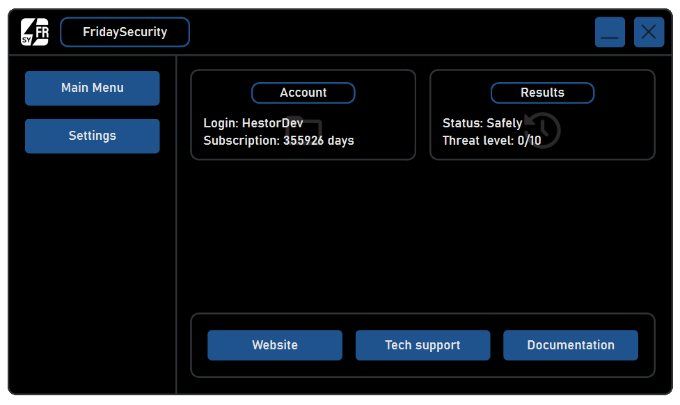 FridaySecurity interface
